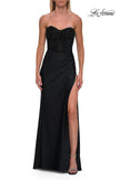 Picture of: Strapless Embellished Corset Gown with High Slit and Lace-Up Back in Black, Style: 33355, Detail Picture 20
