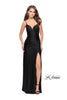 Picture of: Satin Slip Prom Dress with Strappy Back in Black, Style: 25270, Detail Picture 1