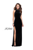 Picture of: Form Fitting Velvet Prom Dress with High Neckline in Black, Style: 25559, Detail Picture 1