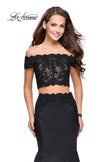 Picture of: Mikado Two Piece Prom Dress with Lace and Beading in Black, Style: 25583, Detail Picture 1