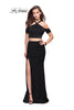 Picture of: Two Piece Long Prom Dress with Beaded Halter Top in Black, Style: 25846, Detail Picture 1