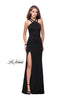 Picture of: High Neck Prom Dress with Halter Double Strap Detail in Black, Style: 25883, Detail Picture 1