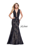 Picture of: Long Beaded Lace Mermaid Prom Dress with Open Back in Black, Style: 26120, Detail Picture 1