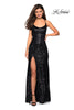 Picture of: Long Beaded Prom Dress with Scoop Neck in Black, Style: 26974, Detail Picture 1