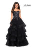 Picture of: Strapless Floor Length Layered Tulle Prom Gown in Black, Style: 27291, Detail Picture 1