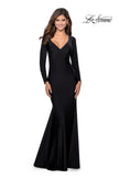 Picture of: Black Long Sleeve Gown with Plunging Neckline in Black, Style: 28906, Detail Picture 1
