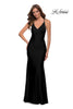 Picture of: Fitted Long Jersey Gown with Criss Cross Bodice in Black, Style 29848, Detail Picture 1