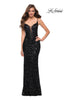 Picture of: Gorgeous Sequin Dress with V Neck and Open Back in Black, Style 29872, Detail Picture 1