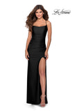 Picture of: Long Prom Dress with Tie Up Back Jersey in Black, Style: 30630, Detail Picture 1