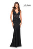 Picture of: Illusion Lace V Neck Top with Jersey Skirt Dress in Black, Style: 30757, Detail Picture 1