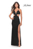 Picture of: Jersey Prom Dress with Side Cut Outs and Tie Back in Black, Style: 31292, Detail Picture 1