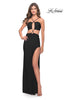 Picture of: Unique Jersey Gown with Front Cut Outs and Criss Cross Straps in Black, Style: 31293, Detail Picture 1