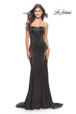 Picture of: Liquid Jersey Gown with Mesh Strappy Side Panels in Black, Style: 31601, Detail Picture 1