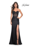 Picture of: Rhinestone Bustier Prom Dress with Ruching in Black, Style: 32012, Detail Picture 1