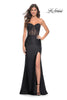 Picture of: Rhinestone Bustier Prom Dress with Ruching in Black, Style: 32012, Detail Picture 1