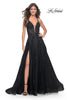Picture of: A-Line Tulle Dress with Rhinestone Embellished Lace Applique in Black, Style: 32022, Detail Picture 1