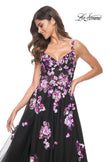 Picture of: Pretty Lace Sequin Embellished Gown with High Slit in Black, Style: 32030, Detail Picture 1