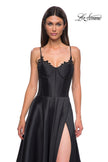 Picture of: Mikado A-line Gown with Lace Detail Neckline in Black , Style 32878, Detail Picture 28