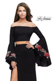 Picture of: Two Piece Off the Shoulder Dress with Long Bell Sleeves in Black, Style: 25741, Detail Picture 2