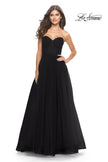 Picture of: Illusion Bodice A-line Gown with Boning and Defined Cups in Black, Style: 31205, Detail Picture 2