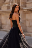 Picture of: Strapless A-line Dress with Full Rhinestone Top in Black , Style 32690, Detail Picture 2