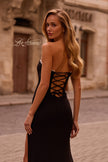 Picture of: Jersey Strapless Dress with Sweetheart Rhinestone Lined Neckline in Black , Style: 32829, Detail Picture 2
