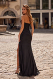 Picture of: Strapless Corset Gown with High Slit and Ruched Jersey Skirt in Black, Style: 33465, Detail Picture 2