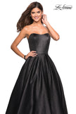 Picture of: Long Metallic Strapless A Line Ball Gown in Black, Style: 27280, Detail Picture 3