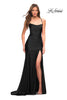 Picture of: Long Jersey Ruched Gown with Dramatic Skirt in Black, Style: 30587, Detail Picture 3