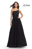Picture of: One Shoulder A-Line Tulle Gown with Sheer Bodice in Black, Style: 31069, Detail Picture 3