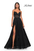 Picture of: A-Line Tulle Gown with Scallop Detail Bodice and Lace Applique in Black, Style: 32028, Detail Picture 3