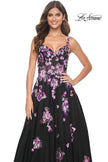 Picture of: Pretty Lace Sequin Embellished Gown with High Slit in Black, Style: 32030, Detail Picture 3
