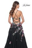 Picture of: Multi Color Sequin Floral Applique A-Line Prom Dress in Black, Style: 32051, Detail Picture 3