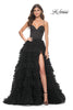 Picture of: Ruffle Tulle A-Line Dress with Satin Bustier Top in Black, Style: 32071, Detail Picture 3