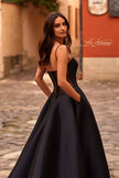 Picture of: Chic Stretch Mikado A-line Evening Dress with Sheer Back in Black , Style 32670, Detail Picture 3