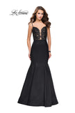 Picture of: Mikado Prom Dress with Lace Beaded Bodice and Low Back in Black, Style: 25751, Detail Picture 2