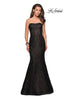 Picture of: Long Mermaid Metallic Lace Strapless Prom Dress in Black, Style: 27267, Detail Picture 4
