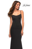 Picture of: Simple Elegant Long Jersey Dress with Scoop Neck in Black, Style: 30541, Detail Picture 4