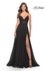 Picture of: A-line Gown with Sheer Floral Embellished Bodice in Jewel Tones in Black, Style: 30639, Detail Picture 4