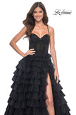 Picture of: Tiered Ruffle Tulle Prom Dress with Rhinestone Embellished Bodice in Black, Style: 32002, Detail Picture 4