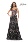 Picture of: Unique Lace Sequin Applique Tulle A-Line Prom Dress in Black, Style: 32031, Detail Picture 4