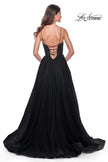 Picture of: Tulle A-Line Gown with Satin Bustier Top in Black, Style: 32065, Detail Picture 4