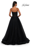 Picture of: Tulle Prom Dress with A-Line Skirt and Ruched Corset Top in Black, Style: 32700, Detail Picture 4