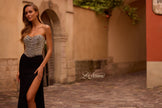 Picture of: Stunning Rhinestone Beaded Top Evening Dress with Jersey Skirt in Black , Style: 32910, Detail Picture 4, Landscape