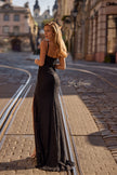 Picture of: Fitted Stretch Lace Dress with Scallop Neckline in Black , Style 32933, Detail Picture 4