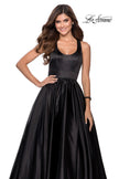 Picture of: Satin Ball Gown with Criss Cross Back and Pockets in Black, Style: 28281, Detail Picture 5