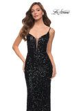 Picture of: Gorgeous Sequin Dress with V Neck and Open Back in Black, Style 29872, Detail Picture 5