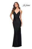 Picture of: Long Jersey Gown with Rhinestones Throughout in Black, Style 29935, Detail Picture 5