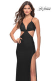 Picture of: Jersey Prom Dress with Side Cut Outs and Tie Back in Black, Style: 31292, Detail Picture 5