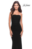 Picture of: Strapless Net Jersey Dress with Illusion Bodice in Black, Style: 31584, Style: 31584
